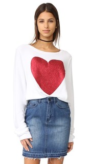 Широкий пляжный пуловер Sparkle Heart Wildfox