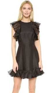 Льняное мини-платье с оборками Cynthia Rowley