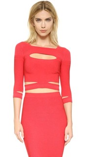 Укороченный трикотажный топ с разрезами Cushnie Et Ochs