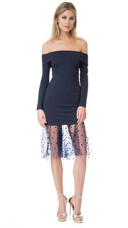 Платье с открытыми плечами и сетчатой отделкой Michelle Mason