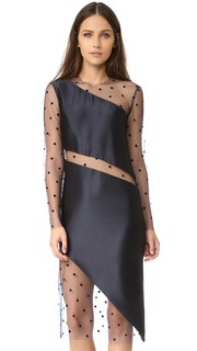 Сетчатое платье косого кроя с длинными рукавами Michelle Mason