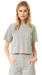 Топ с бахромой, полосками и короткими рукавами T by Alexander Wang