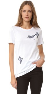 Футболка из джерси с короткими рукавами и вышитыми голубями Nina Ricci