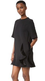 Платье с мелкими сборками и бархатной отделкой Sjyp