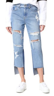 Искусственно состаренные джинсы с разрезами спереди Sjyp
