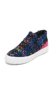 Кроссовки из твида на платформе без шнурков Msgm