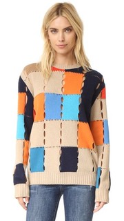 Пуловер с цветными блоками и отверстиями Msgm