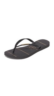 Узкие металлизированные вьетнамки с логотипом Fine Lines Havaianas