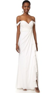 Вечернее платье с открытыми плечами Badgley Mischka Collection