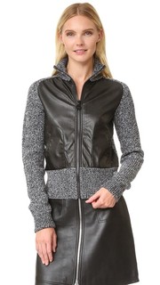 Трикотажный жакет с искусственной кожей Carven