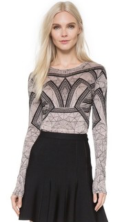 Топ с принтом и длинными рукавами Herve Leger