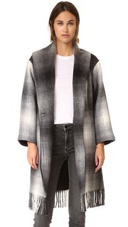 Пальто-накидка с бахромой и объемным воротником-шалью T by Alexander Wang