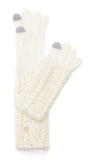 Теплые перчатки ручной вязки косичками для использования смартфонов Rebecca Minkoff