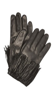 Кожаные перчатки с бахромой для использования смартфонов Diane von Furstenberg