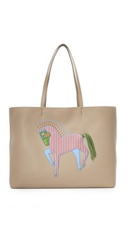 Объемная сумка с короткими ручками и изображением лошади Tory Burch