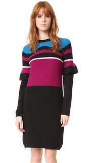Шерстяное платье с рубчиком и оборками Kenzo