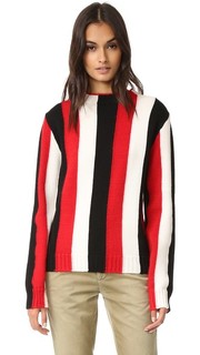 Свитер с округлым вырезом и вертикальными полосками Msgm