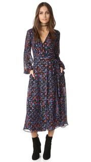 Платье-халат с цветочным рисунком в фольклорном стиле и открытой спиной Cynthia Rowley
