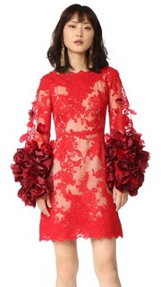 Коктейльное платье с цветами из органзы Marchesa