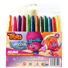 Мелки восковые выкручивающиеся "Тролли", 12 цветов Centrum
