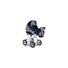 Коляска 2 в 1 BARBARA Classic Ba 02, Indigo, тем.синий/белый-рисунок
