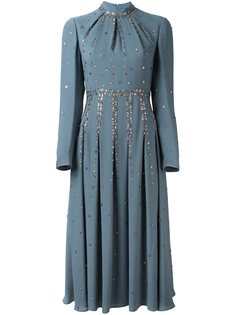 декорированное платье миди  Valentino