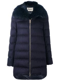 стеганое пальто с меховым воротником Herno