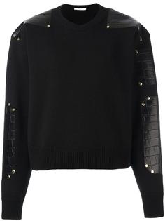 трикотажный свитер с кожаными панелями Givenchy