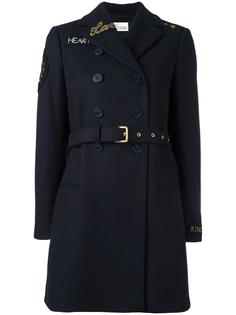 двубортное пальто  с заплатками Red Valentino