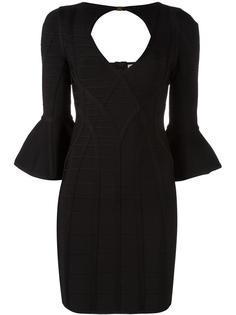 flared sleeve fitted dress Hervé Léger