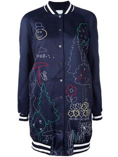 однобортное пальто с графическим принтом Mira Mikati