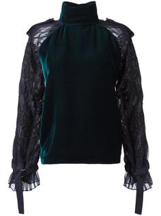 contrast velvet top Sacai