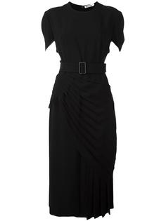 плиссированное платье с поясом Jil Sander