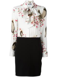 комбинированное платье с завязками на шее Moschino