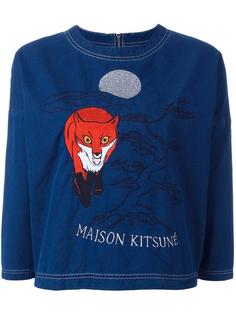 укороченный топ с вышивкой Maison Kitsuné