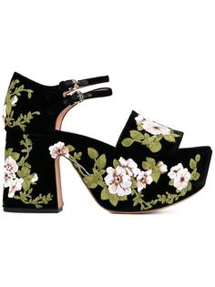 floral embroidered platform sandals Rochas