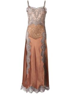 платье на бретелях с кружевным слоем Alberta Ferretti
