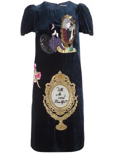 бархатное платье с аппликацией 'Wonderland' Dolce &amp; Gabbana