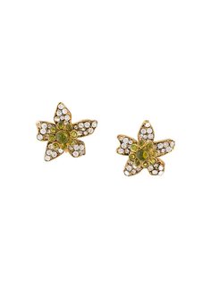 floral rhinestone clip-on earrings Chanel Vintage