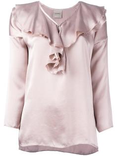 ruffled neck blouse  Nude