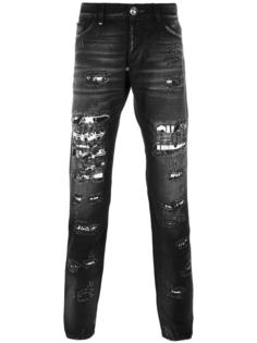 прямые джинсы с рваными деталями Philipp Plein