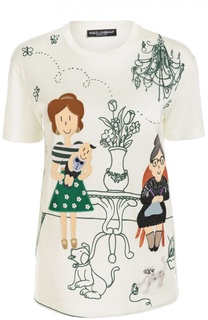 Футболка прямого кроя с разноцветной аппликацией Dolce &amp; Gabbana