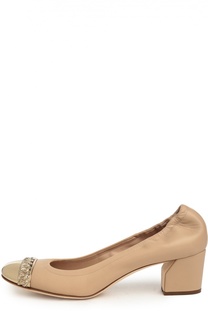 Кожаные туфли с металлической вставкой Casadei