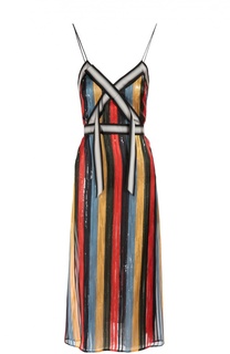 Плиссированное приталенное платье в контрастную полоску Marco de Vincenzo