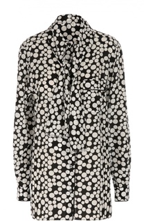 Шелковая удлиненная блуза в горошек с воротником-аскот Dolce &amp; Gabbana