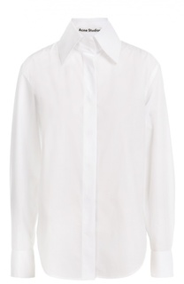 Хлопковая блуза прямого кроя с высоким воротником Acne Studios