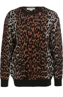 Пуловер с круглым вырезом и леопардовым принтом Stella McCartney