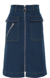Джинсовая юбка на молнии с накладными карманами Stella McCartney
