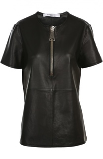 Кожаная блуза свободного кроя с молнией Givenchy