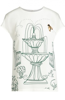 Шелковый топ прямого кроя с декоративной отделкой Dolce &amp; Gabbana